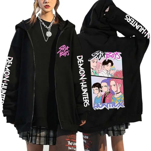YiJee KPOP Anime Hunters Hoodie für Damen & Herren – Kapuzenjacke mit Anime-Print im Y2K Harajuku Streetwear Stil, Langarm Zipper Sweatshirt für KPOP Fans von YiJee