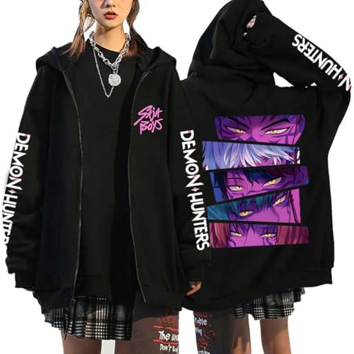 YiJee KPOP Anime Hunters Hoodie für Damen & Herren – Kapuzenjacke mit Anime-Print im Y2K Harajuku Streetwear Stil, Langarm Zipper Sweatshirt für KPOP Fans von YiJee
