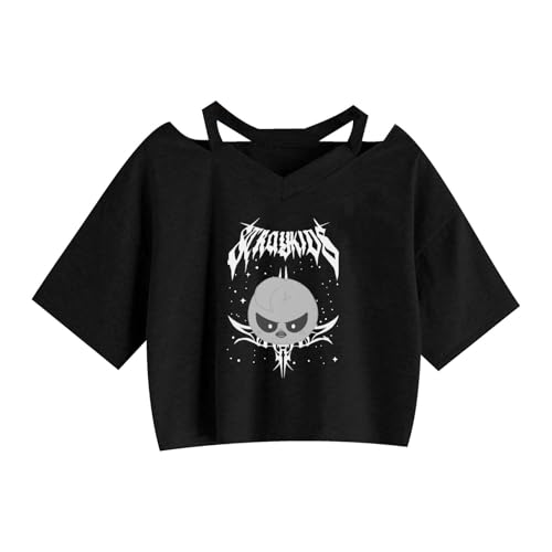 YiJee KPOP T-Shirt Damen Crop Top SKZOO – Kurzarm Bauchfrei Oberteil Sommer Shirt Lose Harajuku Style Teenager Mädchen Bluse Sportshirt, von YiJee