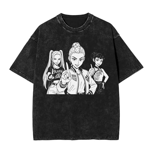 YiJee KPOP Unisex Teenager T-Shirt – Demon Hunters Grafikshirt mit Used Look Kurzarm Streetwear für Coole Jungen und Mädchen von YiJee