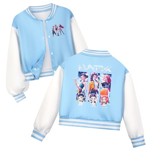 YiJee KPop Huntrix Sweatjacke für Mädchen Jungen, K-Pop College Jacke mit Anime Print, Langarm Sweatshirt Streetwear für Kinder & Teenager 2-16 Jahre von YiJee