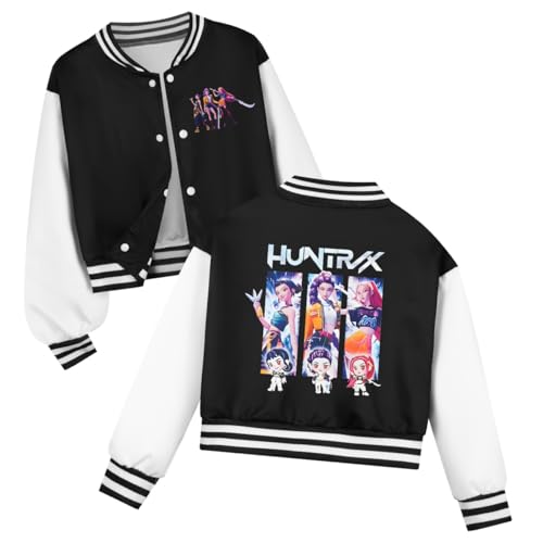 YiJee KPop Huntrix Sweatjacke für Mädchen Jungen, K-Pop College Jacke mit Anime Print, Langarm Sweatshirt Streetwear für Kinder & Teenager 2-16 Jahre von YiJee