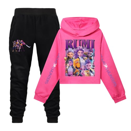 YiJee KPop Huntrix Trainingsanzug Kinder, K-Pop Jogginganzug Set mit Kapuzenpullover und Hose, Langarm Sportanzug Streetwear für Mädchen & Jungen 2-16 Jahre von YiJee