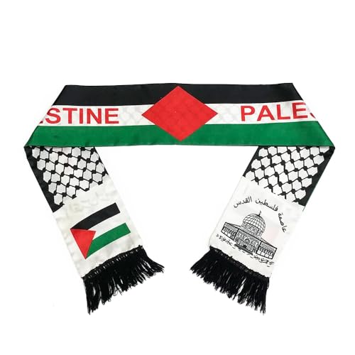 YiJee Palästina Flagge Schal, Palestine Doppelte Seite Schal, Palästina Jerusalem Araber Satinschalschal Für Männer und Frauen Islamisches Ramadan Geschenk, 14 x 135 cm von YiJee