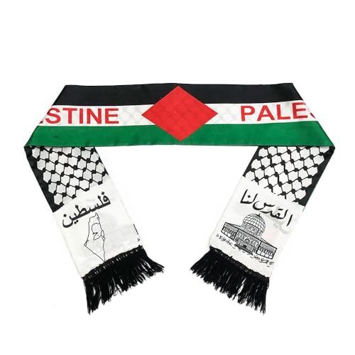 YiJee Palästina Flagge Schal, Palestine Doppelte Seite Schal, Palästina Jerusalem Araber Satinschalschal Für Männer und Frauen Islamisches Ramadan Geschenk, 14 x 135 cm von YiJee