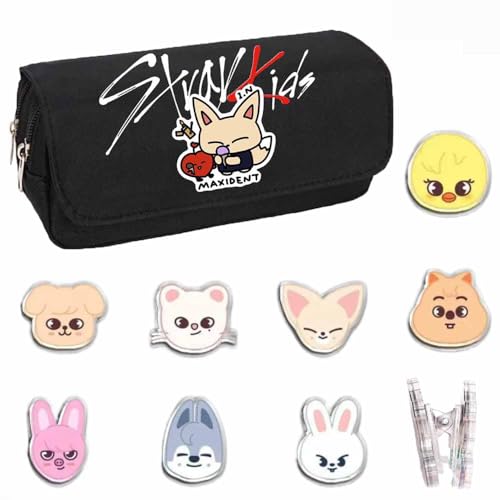 YiJee Stray-K SKZ SKZOO STAYs Kpop Federmäppchen Rosa Schuletui Multifunktionales Pencil Case mit Schlüsselanhänger großes Mäppchen von YiJee