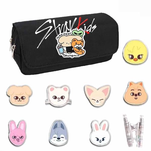 YiJee Stray-K SKZ SKZOO STAYs Kpop Federmäppchen Rosa Schuletui Multifunktionales Pencil Case mit Schlüsselanhänger großes Mäppchen von YiJee