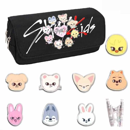 YiJee Stray-K SKZ SKZOO STAYs Kpop Federmäppchen Rosa Schuletui Multifunktionales Pencil Case mit Schlüsselanhänger großes Mäppchen von YiJee