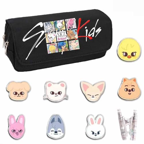 YiJee Stray-K SKZ SKZOO STAYs Kpop Federmäppchen Rosa Schuletui Multifunktionales Pencil Case mit Schlüsselanhänger großes Mäppchen von YiJee