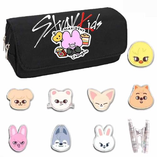 YiJee Stray-K SKZ SKZOO STAYs Kpop Federmäppchen Rosa Schuletui Multifunktionales Pencil Case mit Schlüsselanhänger großes Mäppchen von YiJee