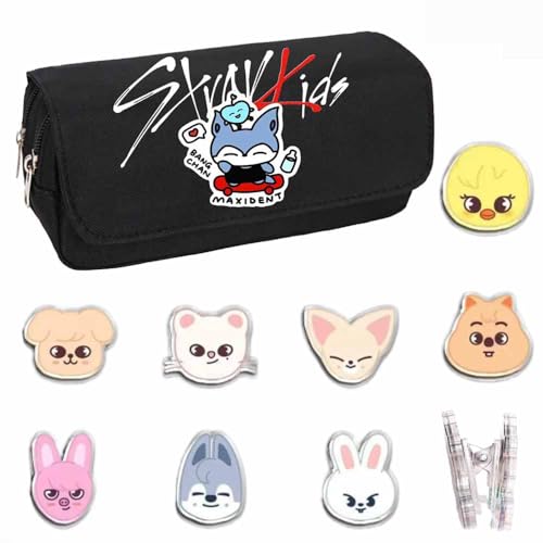 YiJee Stray-K SKZ SKZOO STAYs Kpop Federmäppchen Rosa Schuletui Multifunktionales Pencil Case mit Schlüsselanhänger großes Mäppchen von YiJee