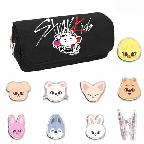 YiJee Stray-K SKZ SKZOO STAYs Kpop Federmäppchen Rosa Schuletui Multifunktionales Pencil Case mit Schlüsselanhänger großes Mäppchen von YiJee