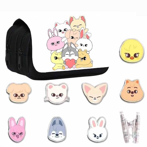 YiJee Stray Kids Federmäppchen Set – Segeltuch Etui mit 7 SKZOO Ordnern, KPOP Fans,Stray Kids Geschenk-Set von YiJee