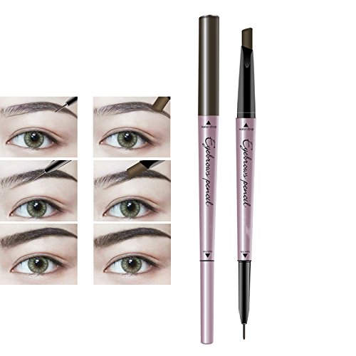 YiKiMira Doppelkopf Augenbrauenstift in Kaffeebraun 2 Minen in Verschiedenen Form Wasserdichte Automatische Eyebrow Pencil (light coffee) von YiKiMira