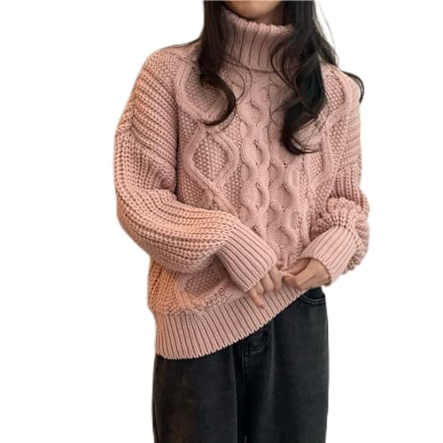 YiLang Damen Pullover - Winter Dicker Strickpullover Damen Retro Kaschmir Pullover Rollkragen Warm Dicke Linie Mode Einfarbig Selbstanbau Stretch Business Party Elegant Und Einfach von YiLang