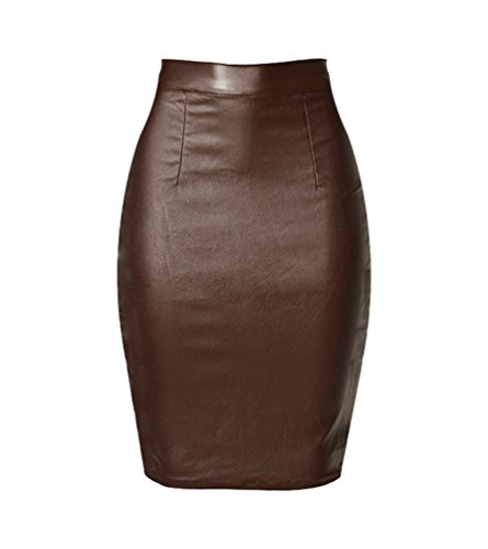 YiLianDa Damen Reizvolle Leder Bleistift Mini Rock Höhe Taille Bleistiftrock 42 von YiLianDa
