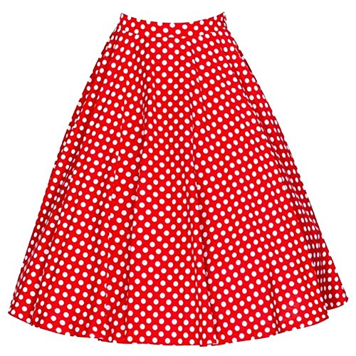 YiLianDa Damen Rock Plissee Vintage Röcke Rockabilly Polka Dots Sommerrock Strand Rock Rot 4XL von YiLianDa