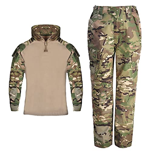 YiLianDa Kinder Frösche T-Shirt Militärhose Sets Tarnung Airsoft Taktisch Militär Langarm Camo Armee Top + BW Feldhose Outdoor Camping Uniform Junge Mädchen CP 110 von YiLianDa