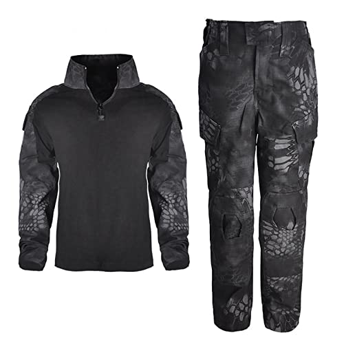 YiLianDa Kinder Frösche T-Shirt Militärhose Sets Tarnung Airsoft Taktisch Militär Langarm Camo Armee Top + BW Feldhose Outdoor Camping Uniform Junge Mädchen Python-Muster 140 von YiLianDa