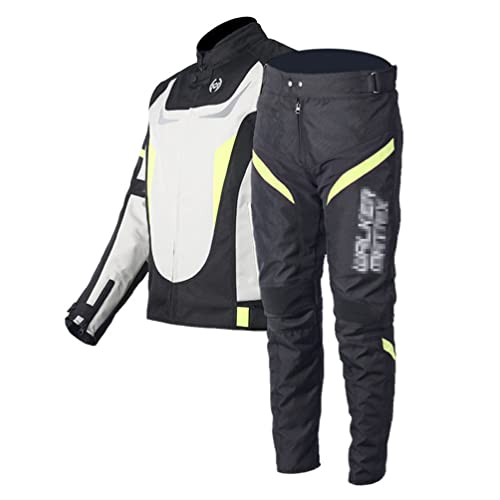YiLianDa Motorradkombi 2-teiliges Set Mit Protektoren Herren Motorradhose & Motorradjake Wasserdicht Reflektierend Wärme Textil Motorradbekleidung Cross Moto Schutz Jacke und Hose (Gelb, XL) von YiLianDa
