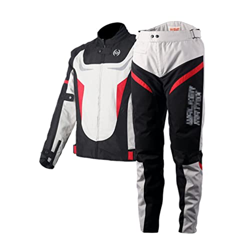 YiLianDa Motorradkombi 2-teiliges Set Mit Protektoren Herren Motorradhose & Motorradjake Wasserdicht Reflektierend Wärme Textil Motorradbekleidung Cross Moto Schutz Jacke und Hose (Rot, L) von YiLianDa