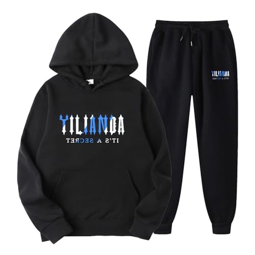 YiLianDa Trainingsanzug Jogginganzug Herren 2-teilig Sportanzug Herbst Winter Logo Druckte Tracksuit Unisex Traningsanzuganzug Baumwolle Sport Anzug Set mit Hoodie und Hose Schwarz YiLianDa Trainingsanzug Jogginganzug Herren 2-teilig Sportanzug Herbst Winter Logo Druckte Tracksuit Unisex Traningsanzuganzug Baumwolle Sport Anzug Set mit Hoodie und Hose Schwarz von YiLianDa