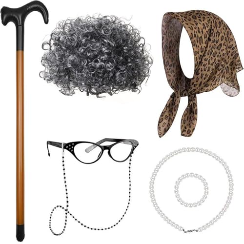 100 Tage Schulveranstaltung Mädchen Kostüm Alte Dame Make Up Realistische Kleidung Für Themenpartys Und Cosplay Halloween Party Kostüm von YiNLuax