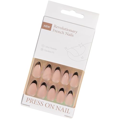 30-teiliges Press On Nägel Mandel Mittel Kunstnägel Acryl Falschnägel Set Mit Französischer Spitze Zum Aufkleben Auf Den Nägeln Für Frauen Und Mädchen von YiNLuax