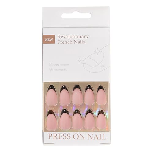 30-teiliges Press On Nägel Mandel Mittel Kunstnägel Acryl Falschnägel Set Mit Französischer Spitze Zum Aufkleben Auf Den Nägeln Für Frauen Und Mädchen von YiNLuax