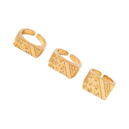 3pcs Einfache Ringe Punk Einstellbare Öffnungsringe Unisex Legierung Textur Trendy Handaccessoires Für Verschiedene Anlass HipHop Geometrische Set von YiNLuax