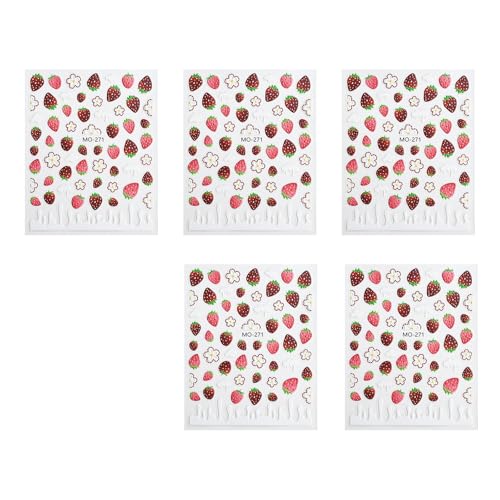 5pcs Fruchtaufkleber | Atmungsaktive Abziehbilder | Einfach Für Frauen & Teenager Sommernagelabziehbilder Beantragen von YiNLuax