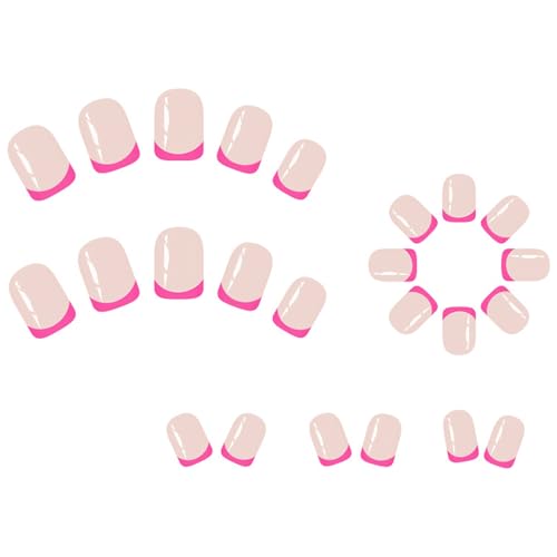 Drücken Sie Die Nägel Rose Fake Square French Tipps Full Covers False Mit Designs 24 PCs Stick Für Frauen Glänzende Klebstoff Nagel von YiNLuax