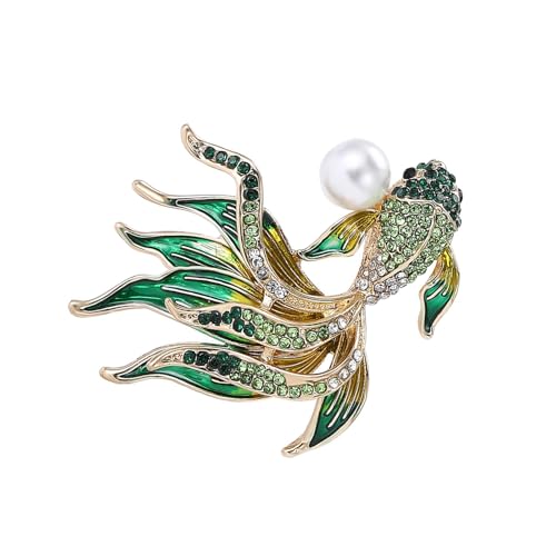 YiNLuax Einzigartige Strasssteine ​​Goldfischbrosch Pin Zartes Modeaccessoire Tragbar Für Kleidung Und Taschen Dekoration Casual Wear Artistics Designs Pin von YiNLuax