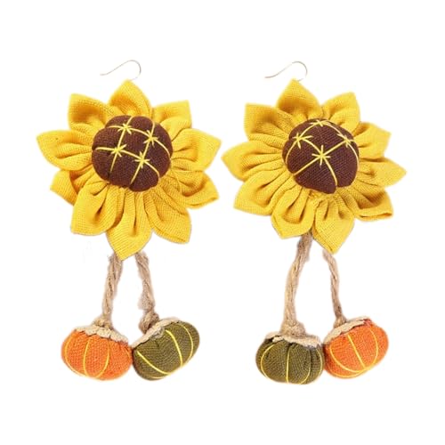 Elegante Herbstohrringe Handgefertigte Stoffkürbis Sonnenblumen Dangle Großes Statement Tragbar Für Trendige Frauen Casual Wear von YiNLuax