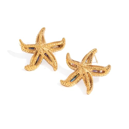 Handcrafted Abalone Shell Necklace Collarbone Chain Earrings Ear Studs Sea Star Charm Wear Resistant Daily Wear Stainless Steel Abalone Jewelry von YiNLuax