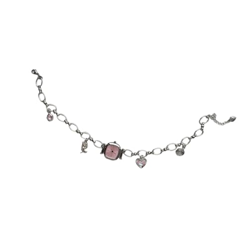 Heavy Duty Vintage Colarbone Kettenlegungslegierung Mechanische Uhr Anhänger Halskette Einzigartige Süße Kühle Schmuck Geschenk Für Frauen Steampunk Geschenkkette Mit Glasdetails von YiNLuax