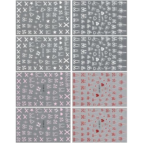 Herznägel Kunstaufkleber Lieben Herzen Nägel Abziehbilder 3D Kleberbögen Liebe Herzdesigns Nägel Aufkleber Für Frauen Mädchen von YiNLuax