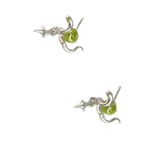 Mystical Green Fruit Studs Ohrringe Mit Vier Sternen Designs Robuster Legierungstrendy Schmuckgeschenk Für Ihre Tägliche Kleidung Party Tragen Schlangenohrringe von YiNLuax