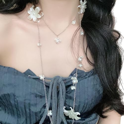 YiNLuax Stilvolle Verstellbare Blumenquasten Taille Kette/Halskette Handgefertigtes Körperzubehör Für Party Oder Tägliche Mode Outfits Süßer Cooler Stil Trendy Taillengürtel von YiNLuax
