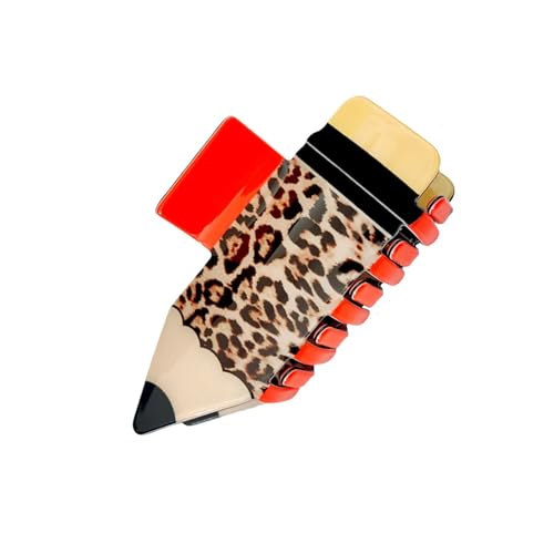 Trendige Bleistift-Haarspange, kombiniert Cartoon- und Leoparden-Designs, Haarschmuck für Arbeitsfeiern und lässige Outfits, trendiges Haar-Accessoire Trendige Bleistift-Haarspange, kombiniert Cartoon- und Leoparden-Designs, Haarschmuck für Arbeitsfeiern und lässige Outfits, trendiges Haar-Accessoire von YiNLuax