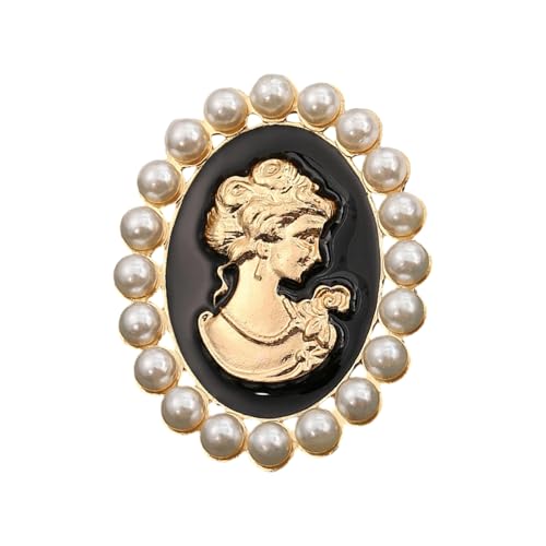 Victorian Styles Alloy Cameo Brosche Mit Kristall Strassstiche Perlen Frauen Mode Schmuck Dekorative Lapel Accessoire Vintage Alloy Cameo Brosche von YiNLuax