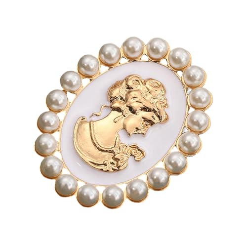 Victorian Styles Alloy Cameo Brosche Mit Kristall Strassstiche Perlen Frauen Mode Schmuck Dekorative Lapel Accessoire Vintage Alloy Cameo Brosche von YiNLuax