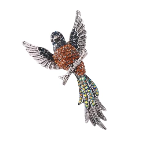 Vintage Hawks Brosche Mit Funkelnden Multikolenkristallen Retro Cartoon Design Robuste Legierungsmaterialien Für Manteljacken Vielseitig Vintage Hawks Copping Accessoire von YiNLuax