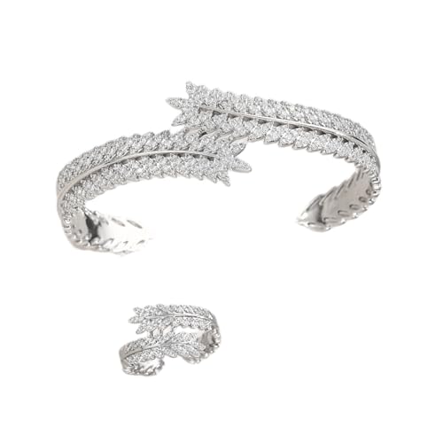 Wheat Inspire Verstellbare Ringe Und Offenes Armreifen Mit Kubikzirkonia Für Alltägliche Elegante Weizendesigns Schmuck von YiNLuax