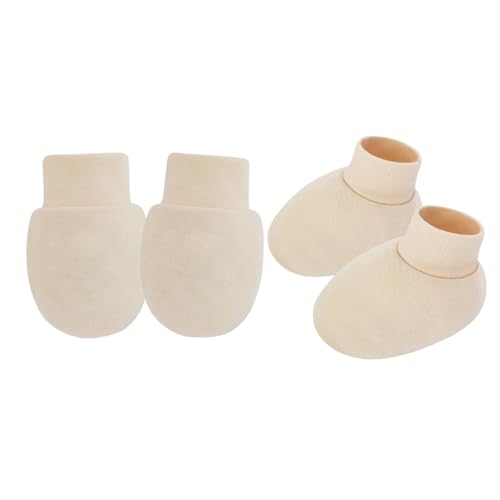 YiNLuax 1 Set Säugling Baumwollfästerstoffe Anti Scratch Hand Bedeckt Weiche Und Atmungsaktive Handschuhe Und Socken Für 0-6 Monate Jungen Mädchen Neugeborene Sicherheitshandschuhe von YiNLuax