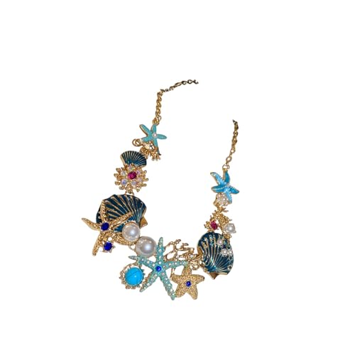 YiNLuax 1. Schmuckset: Halskette Halskette Mit Legierungsstrücksteinen Und Imulierten Perlen Für Lässige/formelle Verschleiß Eleganter Muschellegierung von YiNLuax