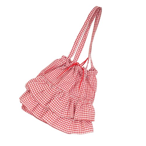 YiNLuax Damen Simple Achsel Rüschen Schultertasche Klein u, rot, One Size von YiNLuax