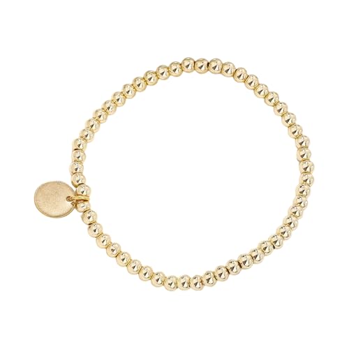 YiNLuax Edelstahl Elastisches Perlenarmband Mit 53 4 Mm Gold/Silberton Rundperlen Armband Für Frauen Männer Gold/Silber Edelstahl Runde Perlenarmband von YiNLuax