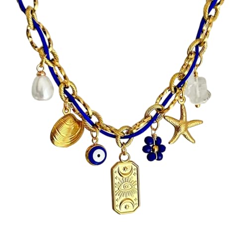 YiNLuax Edelstahl Strand Thema Schmuck Seilkette Halskette Einzigartiger Charme Für Tägliche Partykleidung Edelstahl Geeignet von YiNLuax