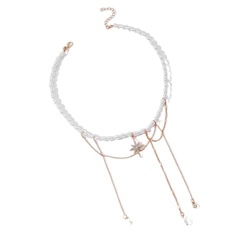 YiNLuax Einstellbare Schicht Hexagramm Halskette Perlen Quasten Detail Trendy Legierungsschmuck Für Lässige Formelle Veranstaltung Perlen Chokers Halskette von YiNLuax